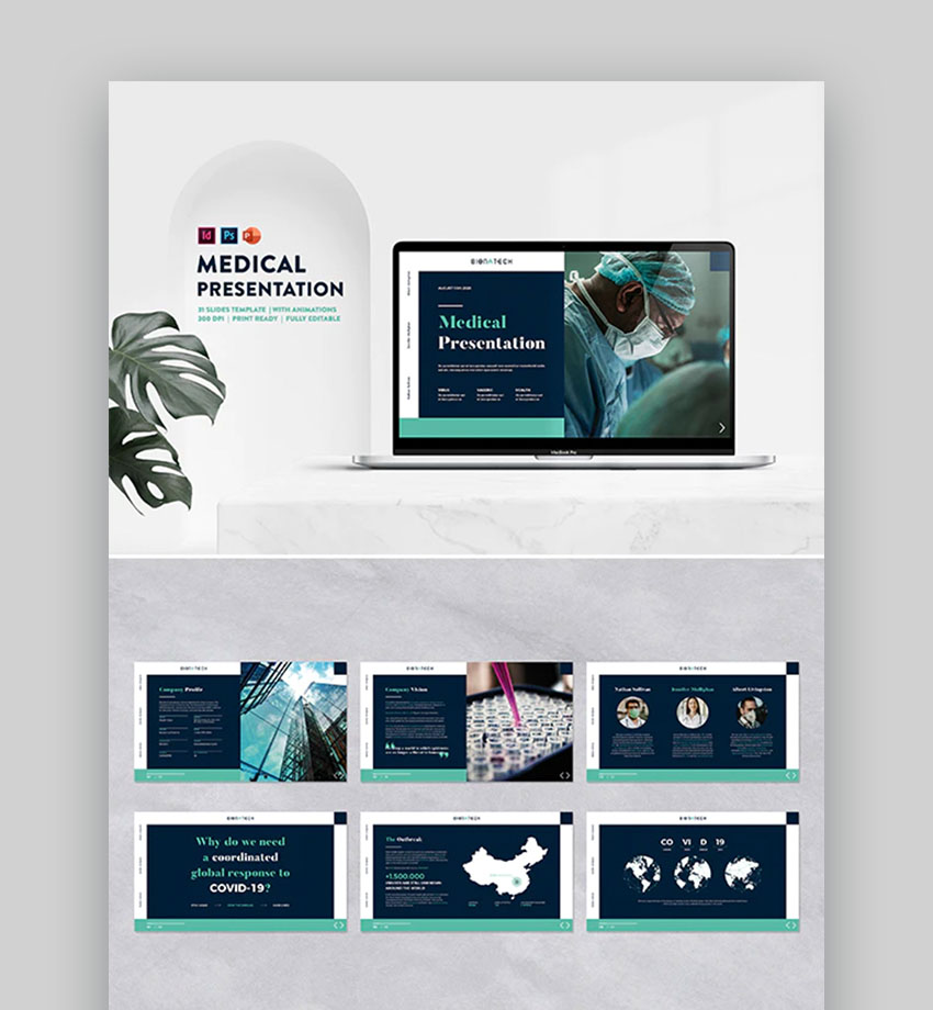 Plantilla de PowerPoint de medicina para presentaciones de proyectos de investigación