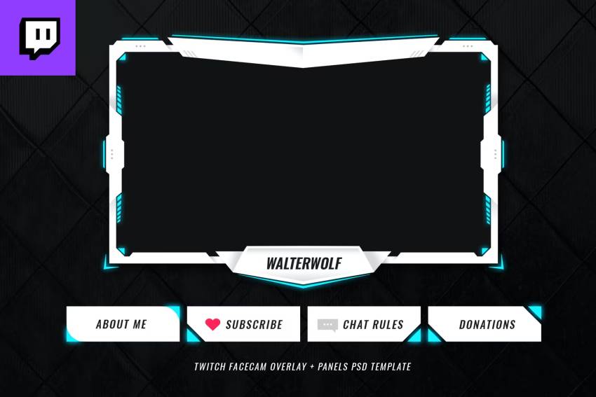 White Twitch Facecam Overlay Panels