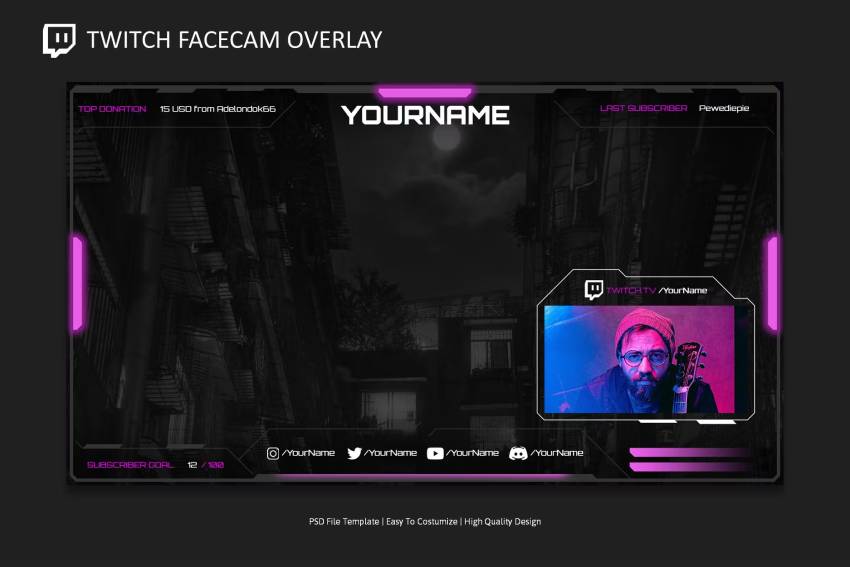 Night Sky Twitch Facecam Overlay