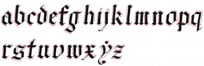 gothic script - how to make lowercase letters