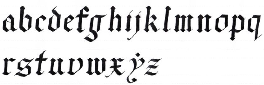 gothic script - lowercase alphabet
