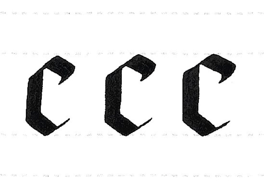 gothic script - letter c multiples