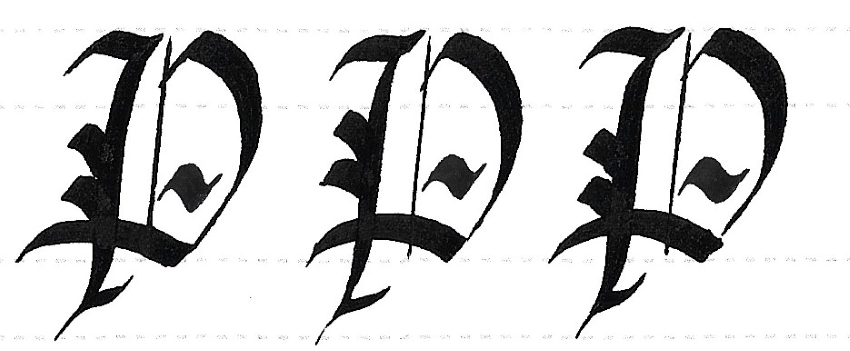 gothic script - uppercase p multiples