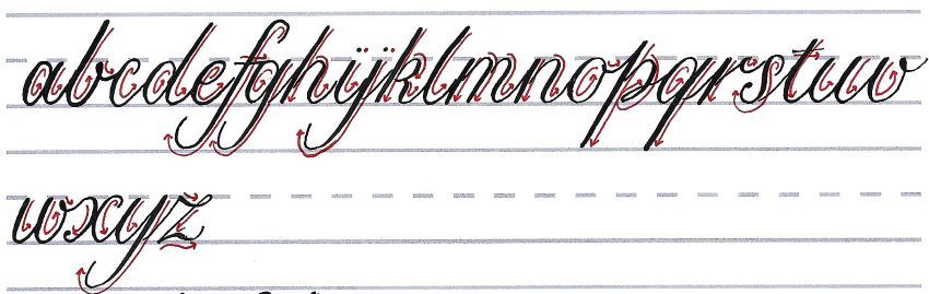 roundhand script - lowercase letters