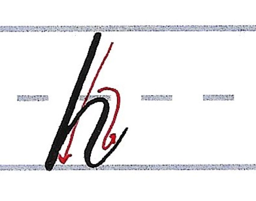 roundhand script - letter h