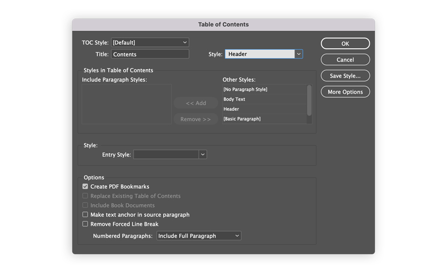 set contents style