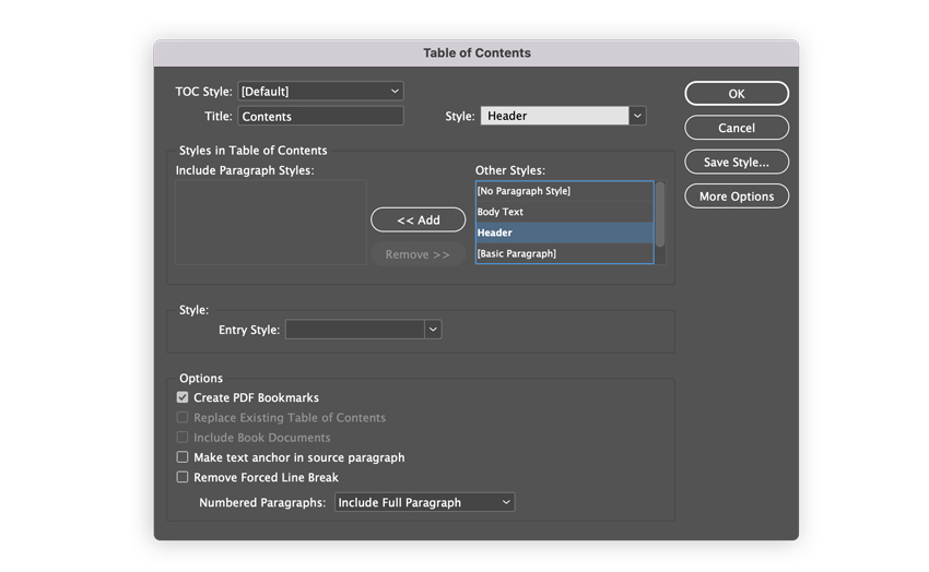 add header style