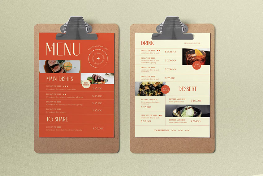 Orange Minimalist Luxury Food Menu