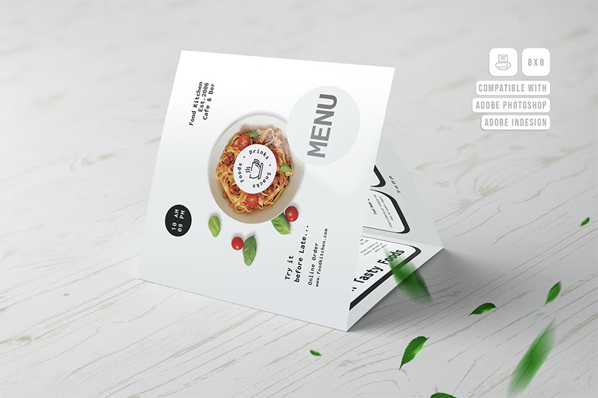 Square Trifold Food Menu