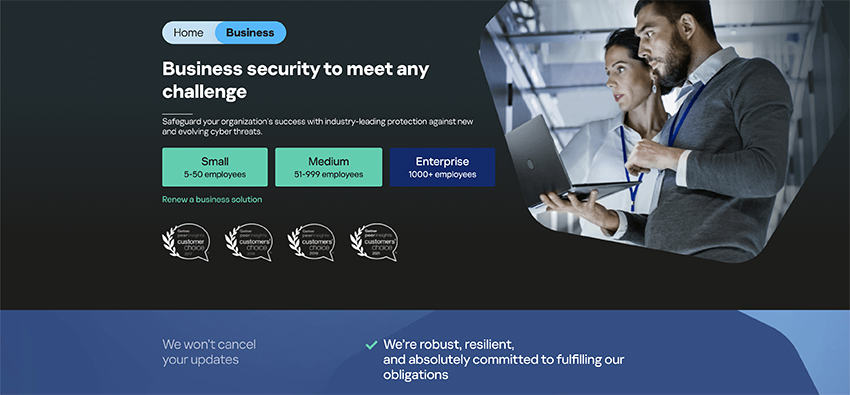Kaspersky online security small business software
