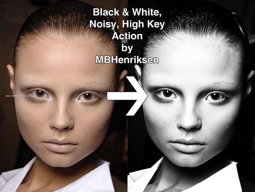 Black And White Noisy High Key Photoshop Action