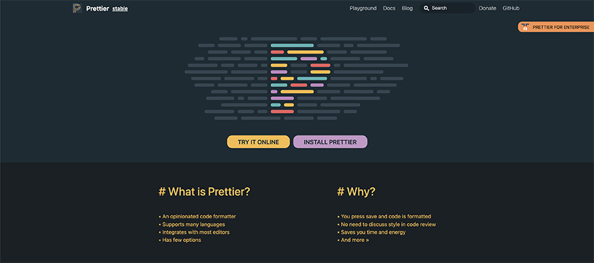 Prettier code formatter