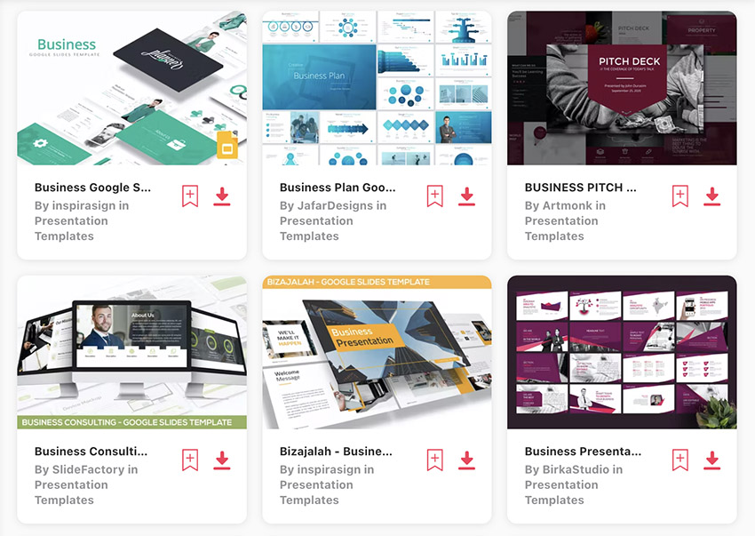 Las mejores plantillas comerciales de Google Slides están en Envato Elements