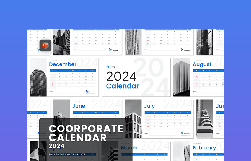 Corporate Business PowerPoint Calendar 2024