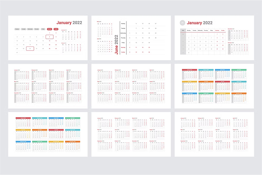 Powerpoint Calendar 2022 Templates Bundle