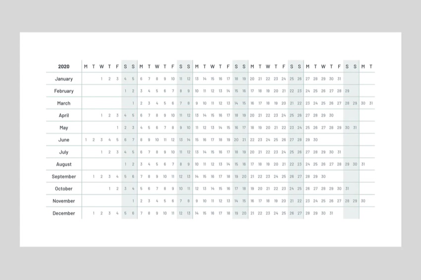 Simple PowerPoint calendar template