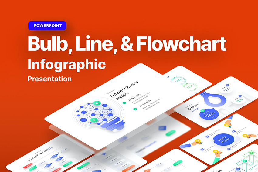 Bulb, plantilla de diagrama de flujo premium para PPT