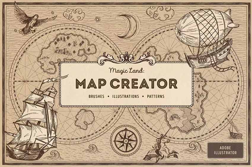 Map Creator Brushes for Adobe Illustrator