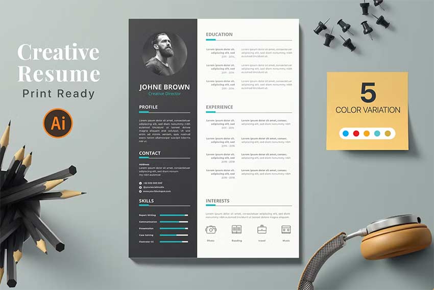 Black and White digital resume