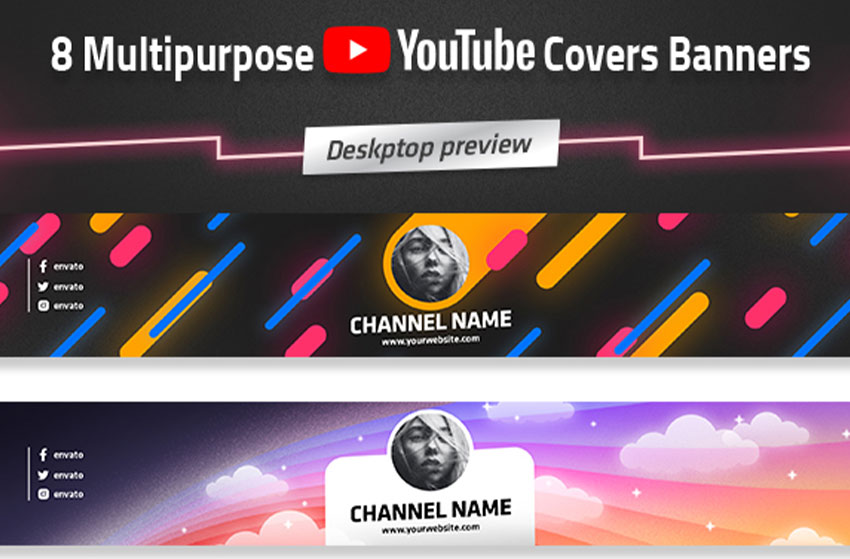 Plantillas de banner para YT multipropósito (PSD)