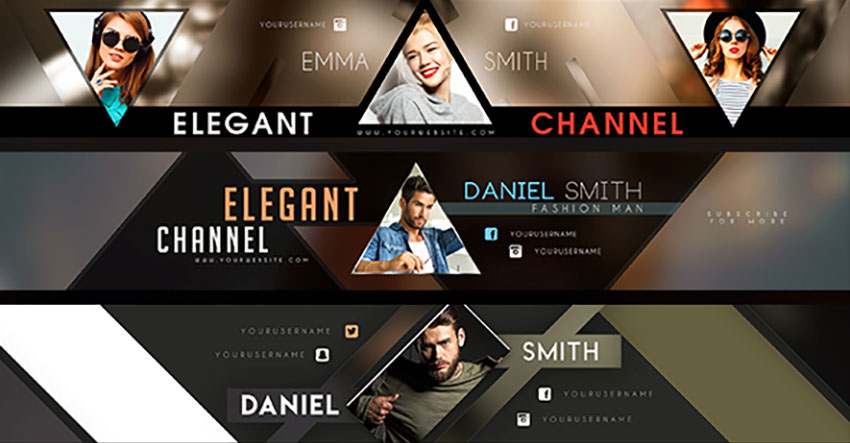 Elegante plantilla de banner editable para YouTube (PSD)