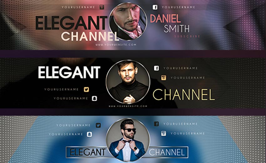 4 elegantes plantillas de YouTube para banners (PSD)