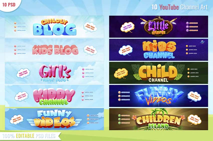 kids channel art template