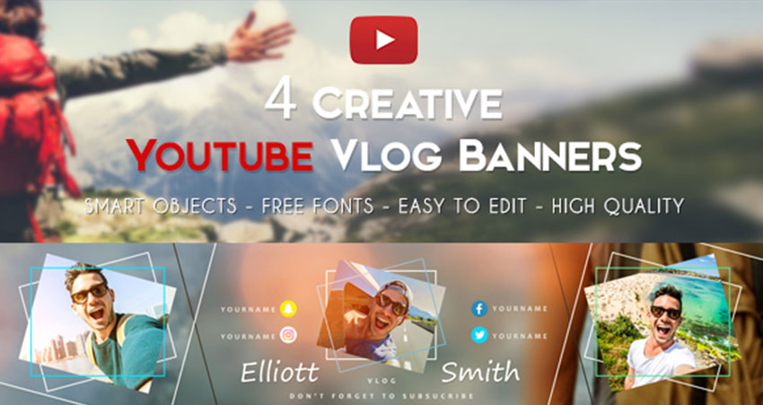 Banner de YouTube para canal de viaje (PSD)