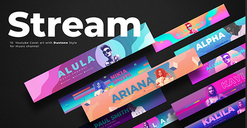 duotone modern channel art template