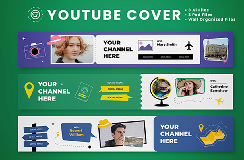 Plantillas de YouTube para Vlogger sobre viajes (PSD)