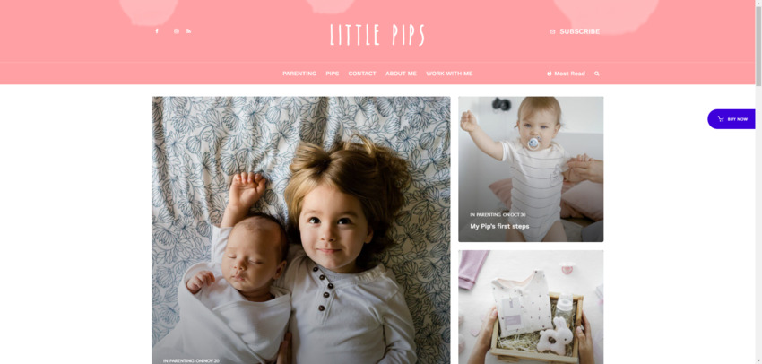 A screenshot of a parenting magazine demo included in the Zeen magazine theme for WordPress