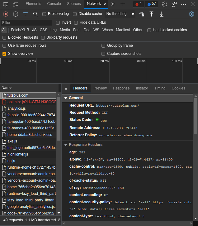 Microsoft Edge/Chrome HTTP devtools