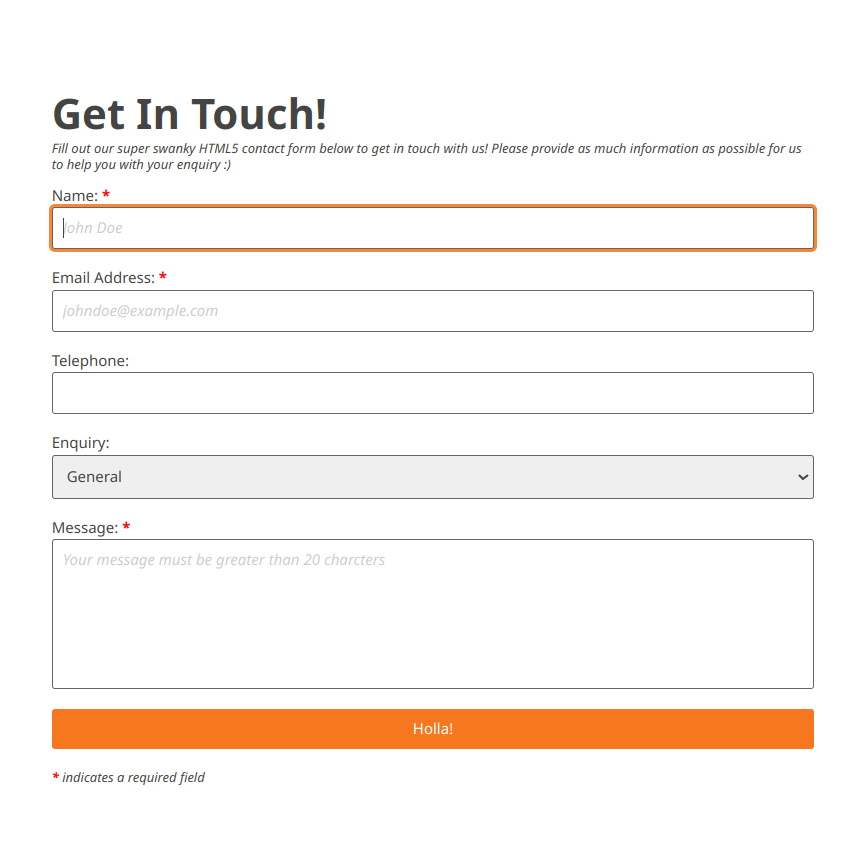 Form styled with CSS