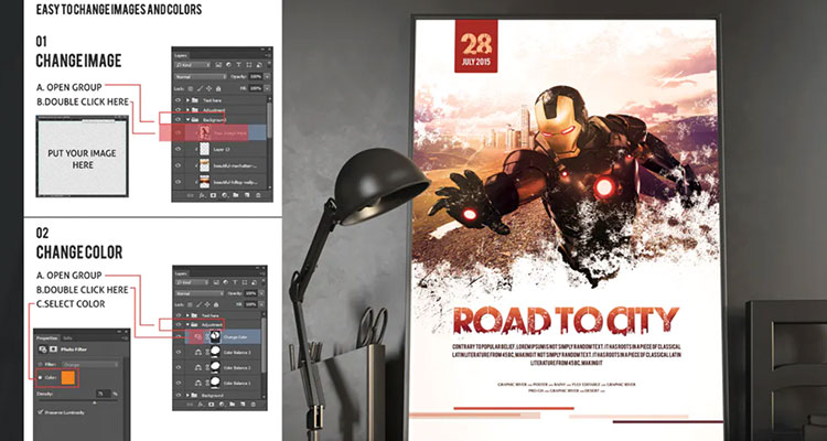 Road To City Movie Poster Flyer 02