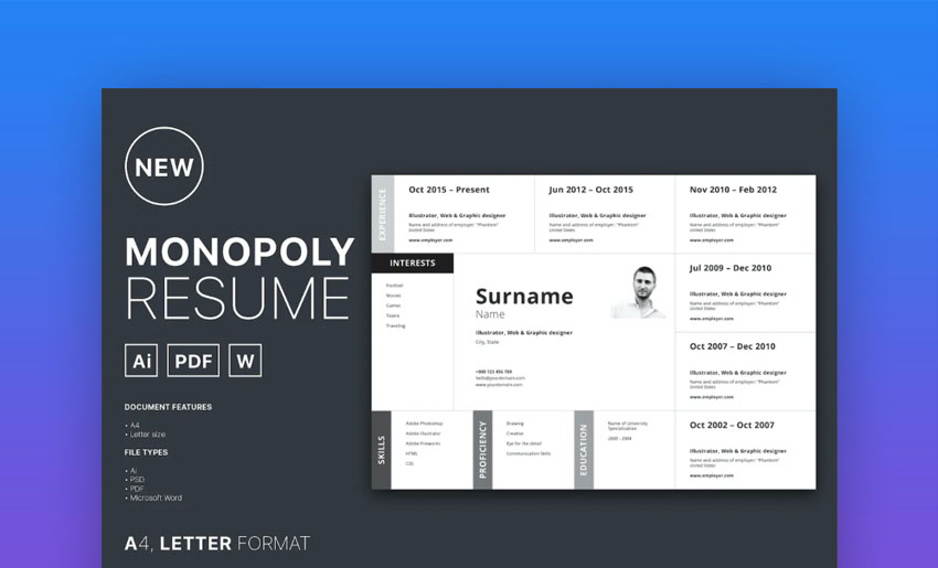 monopoly resume template
