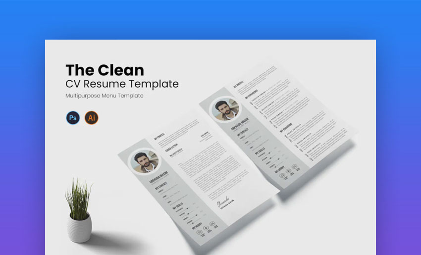 Clean cv resume template