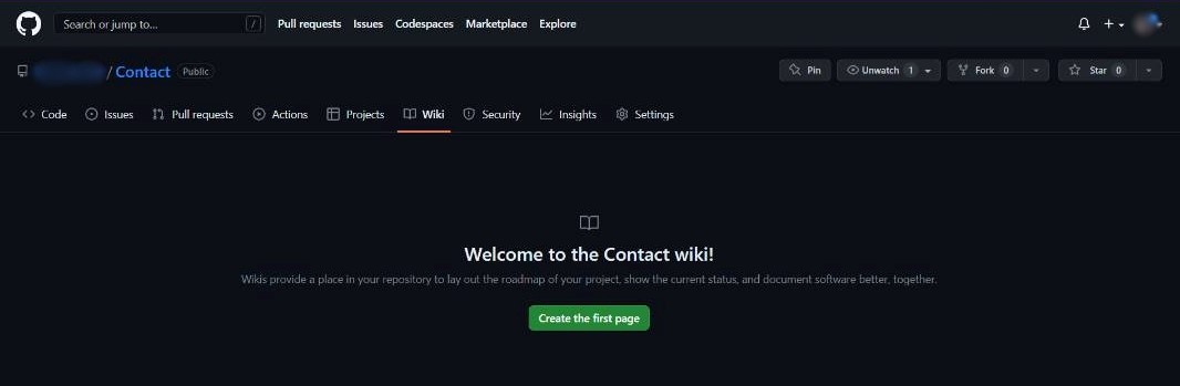 Creating a new page for wiki documentation