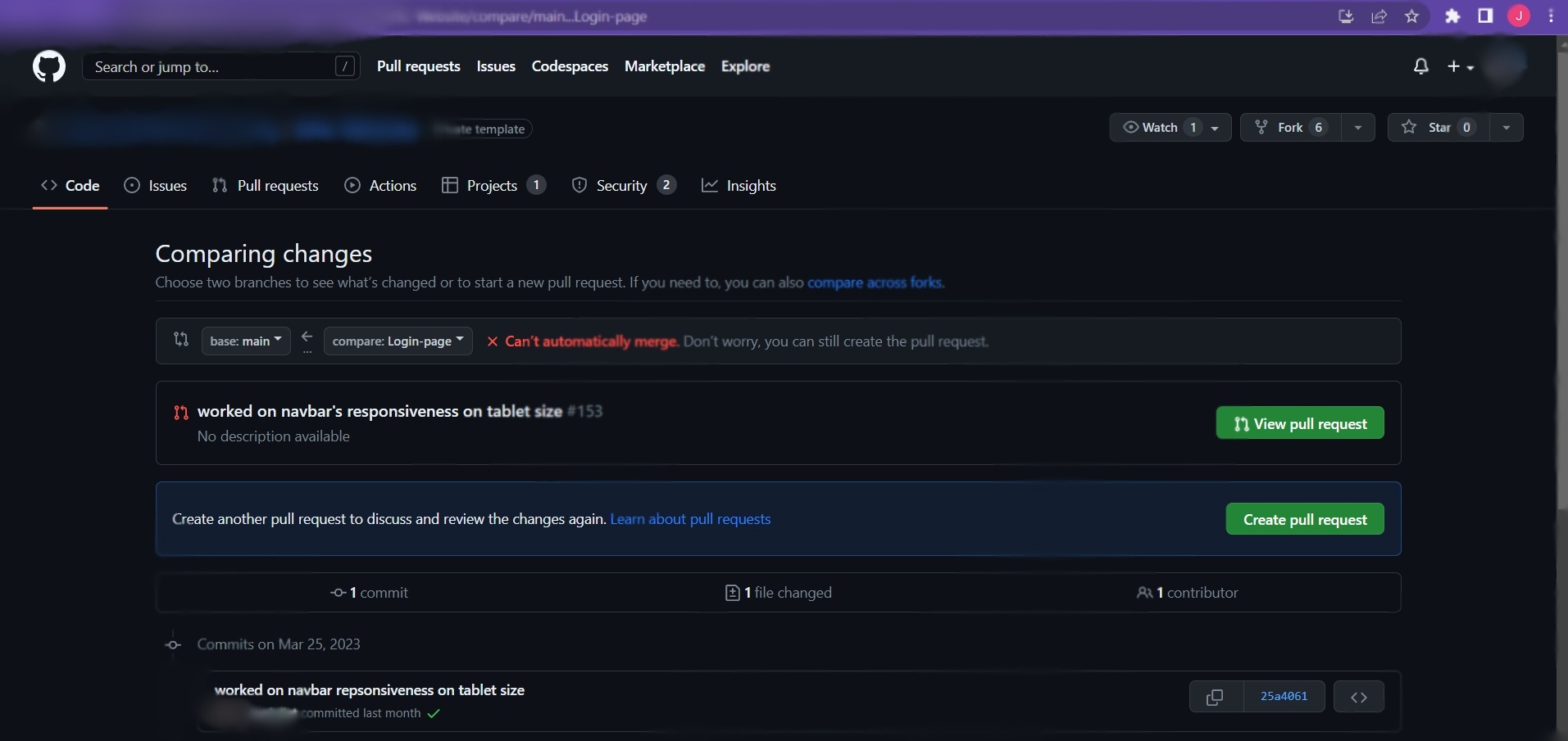 Creating a pull request