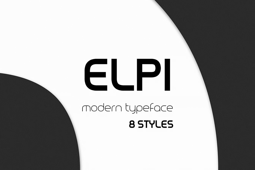 Elpi modern typeface similar to Bauhaus with eight geometric styles