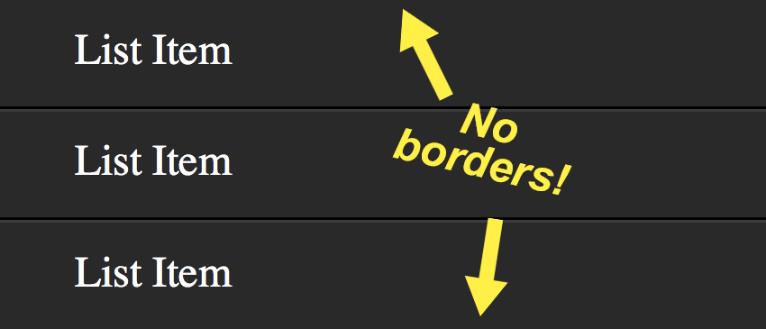 no borders on the list items