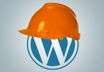 Wordpress logo with safety helmet