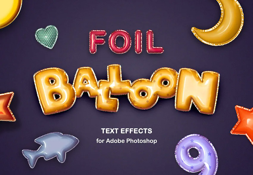 foil balloon text effects