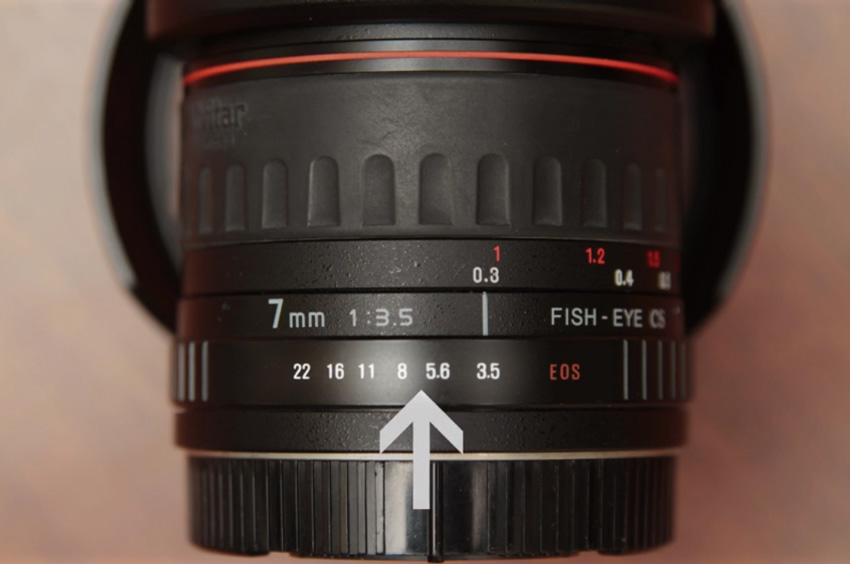 f-stops marked on a lens