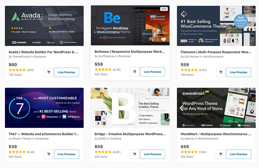 WordPress themes on Envato Market