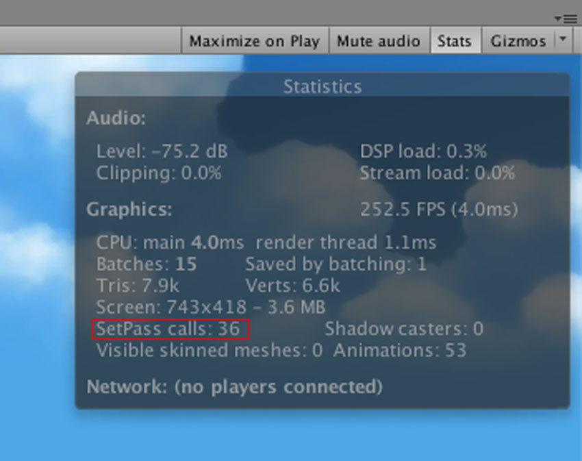 In Unity you can check your draw calls by the Stats button in Play Mode