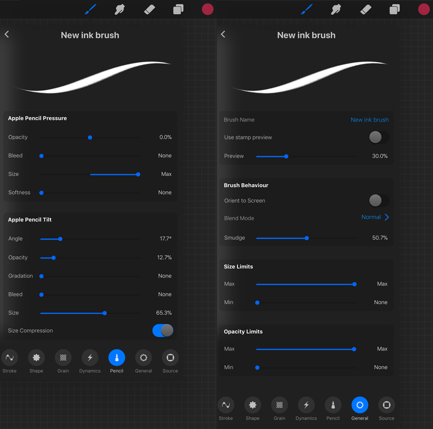 apply the new brush settings