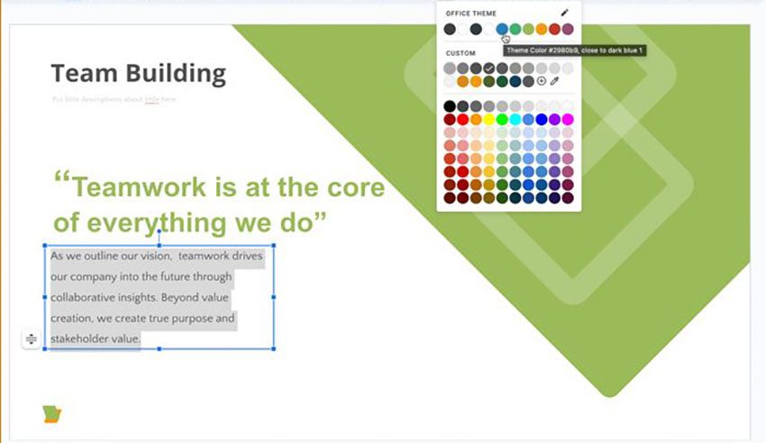 You can change the color of text in Google Slides