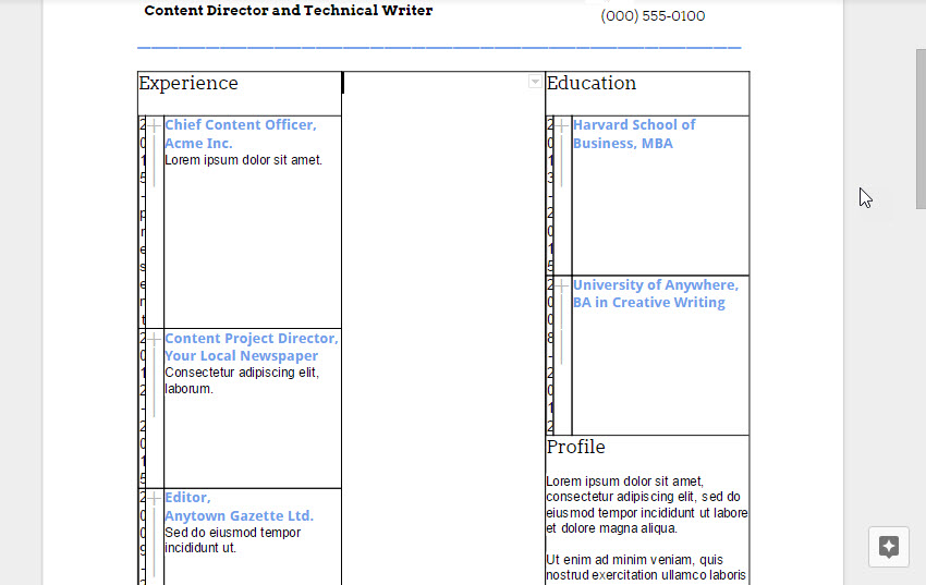 New empty column in between