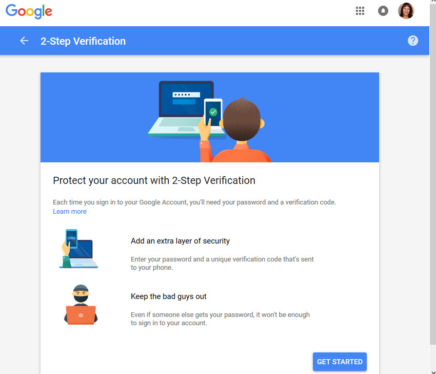 2-Step Verification screen