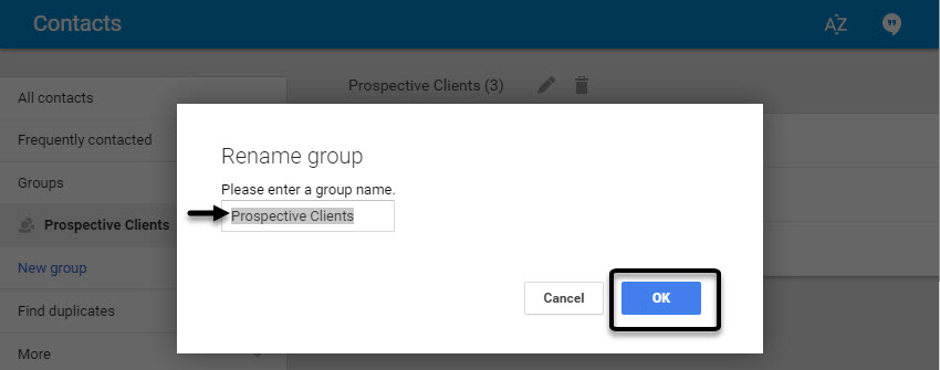 Renaming a Gmail group
